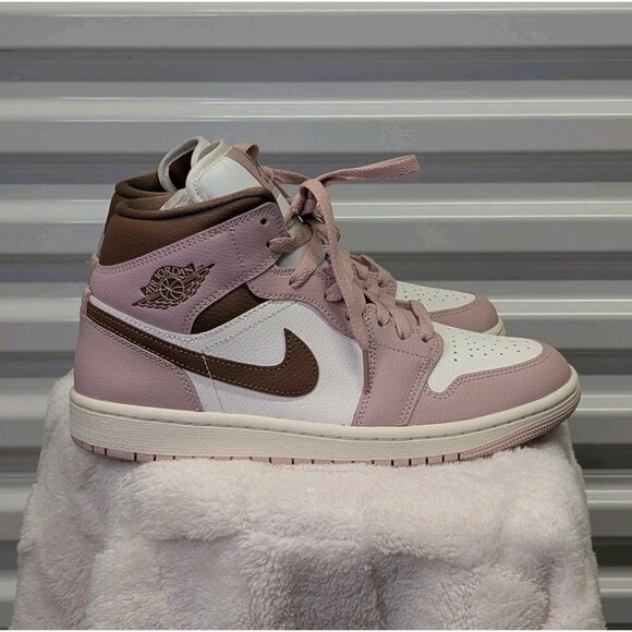 Nike Shoes - Nike Air Jordan 1 Women's Size 9 Mid Top Pink Oxford Archaeo Brown Sneakers NWOB